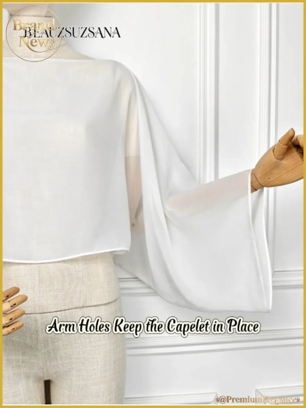 Chiffon Bolero Cape Capelet with Arm Holes Shawl Wrap for Evening Dress